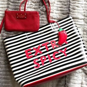 Kate Spade Extra Spicy Tote Bag and wristlet